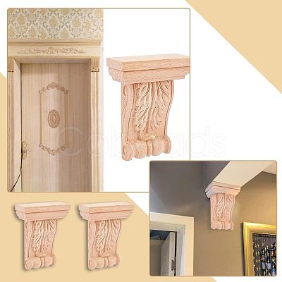 Natural Solid Wood Carved Onlay Applique Craft WOOD-WH0104-39-1