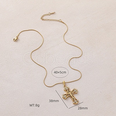 Vintage 304 Stainless Steel with Clear Glass Hollow Jesus Cross Pendant Necklaces for Women Men JW8660-1