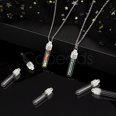 12Pcs 2 Style Clear Glass Tube Wish Bottle Pendants FIND-PH0017-07-1