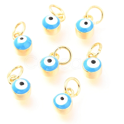 Brass Enamel Pendants KK-Y001-02B-07G-1