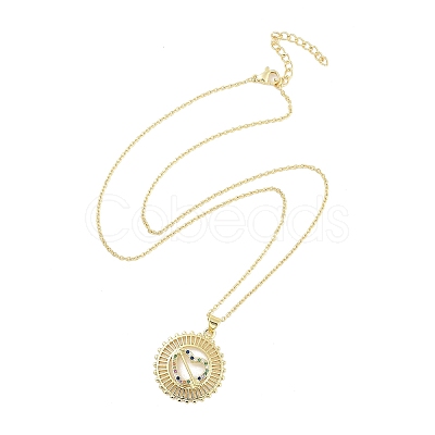 Brass Micro Pave Clear Cubic Zirconia Pendant Necklaces LS-NJEW-Z035-02B-G-1