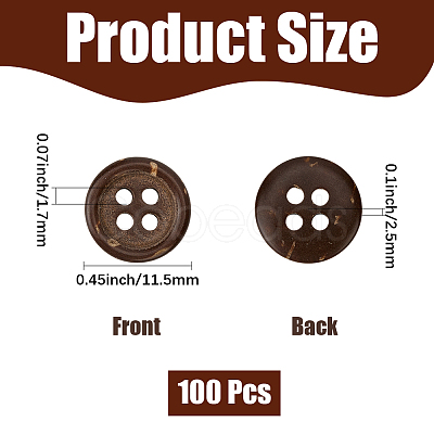 100Pcs 4-Hole Coconut Buttons BUTT-CY0001-30-1