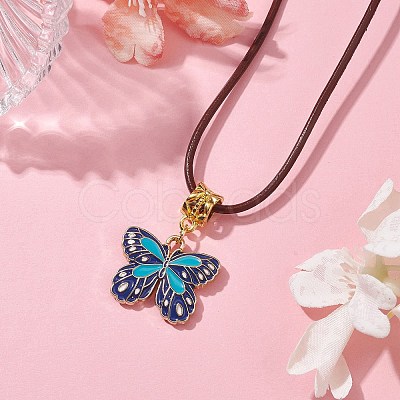 Alloy Enamel Butterfly Pendant Necklaces NJEW-JN04580-03-1