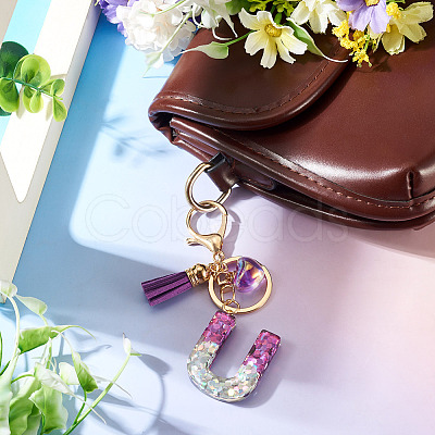 Alloy Resin Heart Keychains KEYC-TADJ0002-01G-U-1