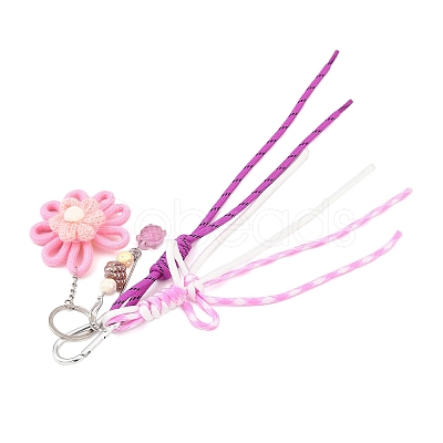 Flower Handmade Woven & Polyester Cord & Resin & Acrylic Beaded Pendant Decorations HJEW-JM04421-01-1