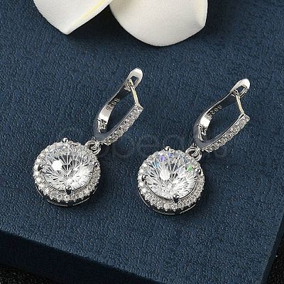 925 Sterling Silver Micro Pave Cubic Zirconia Hoop Earrings EJEW-B147-01B-01-1