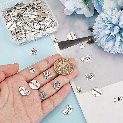 180Pcs 6 Styles Tibetan Style Alloy Pendants TIBEP-AR0001-14-1