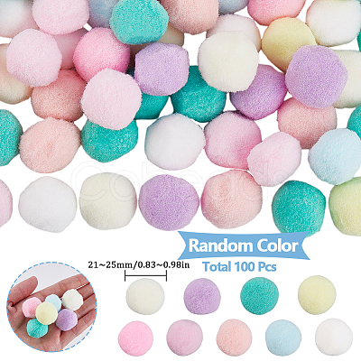 100Pcs DIY Doll Craft Polyester Pom Pom DIY-SC0028-08E-1