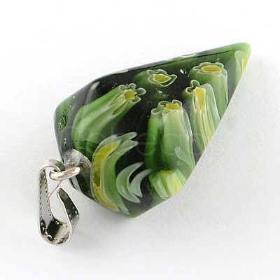 Cone Handmade Millefiori Glass Pendants LK-R010-M1-1