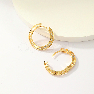 Elegant Stainless Steel Clear Cubic Zirconia Hoop Earrings OV8989-1