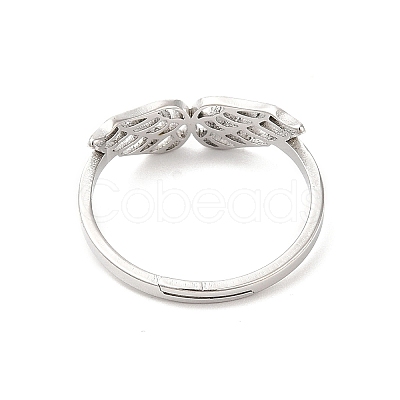 Non-Tarnish 304 Stainless Steel Hollow Wings Adjustable Ring for Women LS-RJEW-L107-033P-1