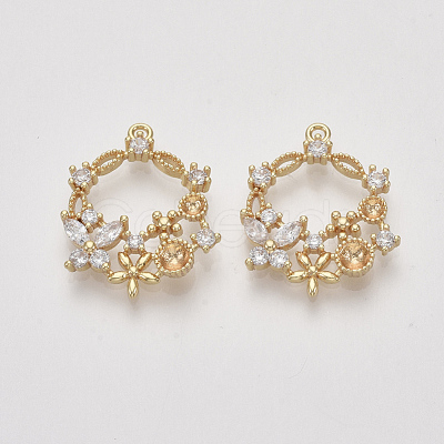 Brass Micro Pave Cubic Zirconia Pendants Rhinestone Settings ZIRC-S064-025-1