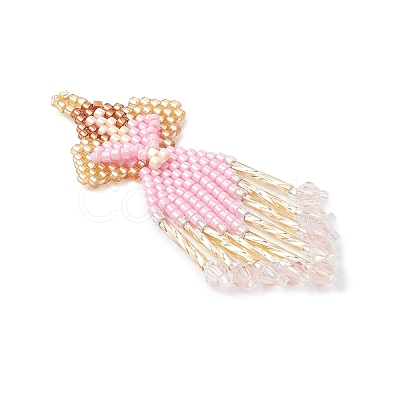 Glass Seed Beaded Angel Pendants PALLOY-MZ0089296-03-1