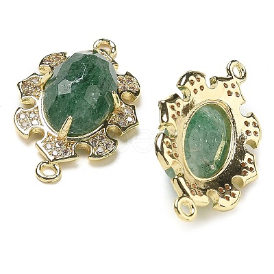 Natural Green Strawberry Quartz Faceted Oval Connector Charms G-G181-06G-02-1
