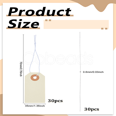 30Pcs Kraft Paper Rectangle Blank Price Tags CDIS-LP0001-32-1