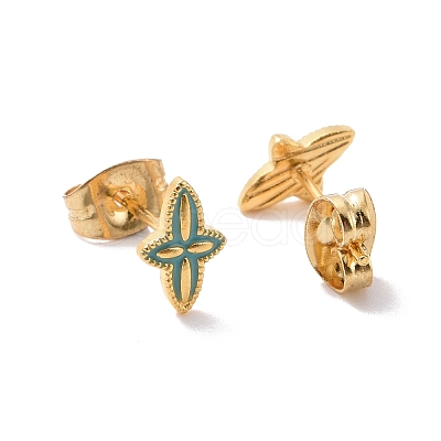 Enamel Star Stud Earrings with 316L Surgical Stainless Steel Pins EJEW-P204-01G-1