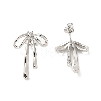 Brass with Cubic Zirconia Stud Earrings for Women EJEW-M251-03P-1