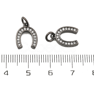 CZ Brass Micro Pave Cubic Zirconia Horse Shoe Charms LS-ZIRC-L018-13B-1