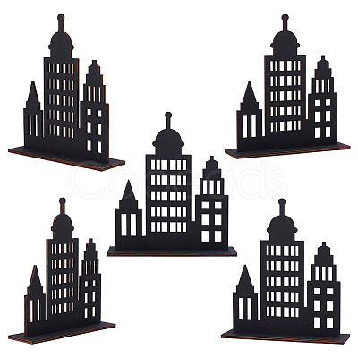 6Pcs Plywood Wooden Castle Display Decorations AJEW-AR0005-25-1