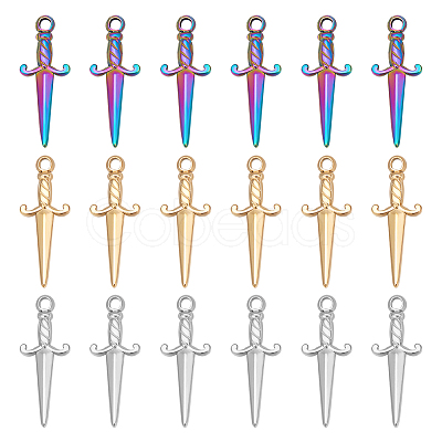 18Pcs 3 Colors 304 Stainless Steel Pendants STAS-UN0042-22-1