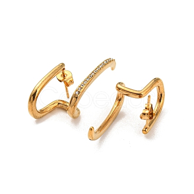 304 Stainless Steel Micro Pave Clear Cubic Zirconia Stud Earrings EJEW-G368-02G-1