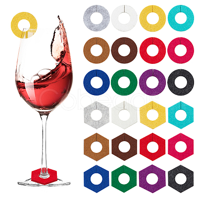 24Pcs 2 Style 12 Colors Felt Wine Glass Charms AJEW-BC0003-68-1