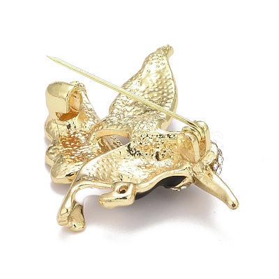 Bird Enamel Pin with Rhinestone JEWB-A004-18G-A-1