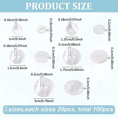 100Pcs 5 Styles 4-Hole Shell Buttons BUTT-WR0001-26-1