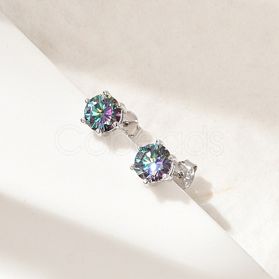 925 Sterling Silver Moissanite Rhinestone Stud Earrings EJEW-U042-05P-04-1