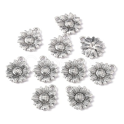 Sunflower Tibetan Style Alloy Pendants X-TIBEP-R344-35AS-LF-1