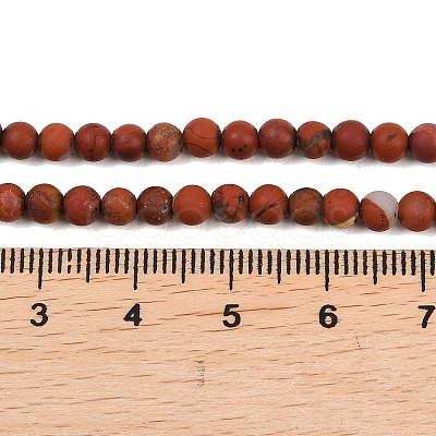 Frosted Natural Red Jasper Beads Strands G-C270-M01-4mm-1