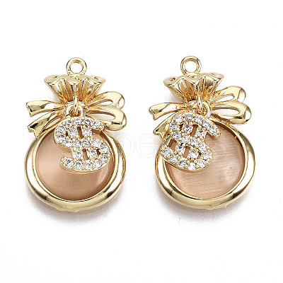 Brass Micro Cubic Zirconia Pendants KK-N231-145-NF-1
