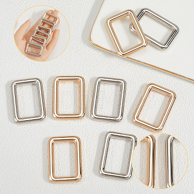 8Pcs 2 Colors Zinc Alloy Rectangle Buckle Ring PURS-SP0001-04-1