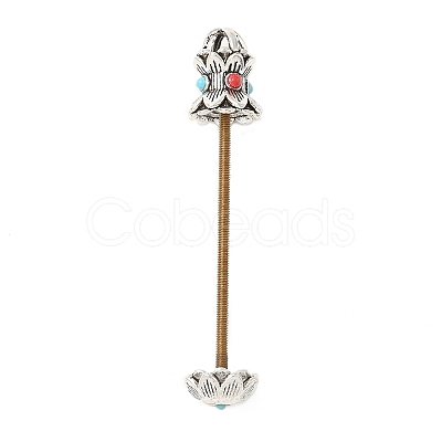 Lotus Shape Brass Screw Peg Bails KK-NH0008-06AS-1