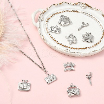 10Pcs 5 Styles Brass Micro Pave Clear Cubic Zirconia Pendants KK-CJ0004-26P-1
