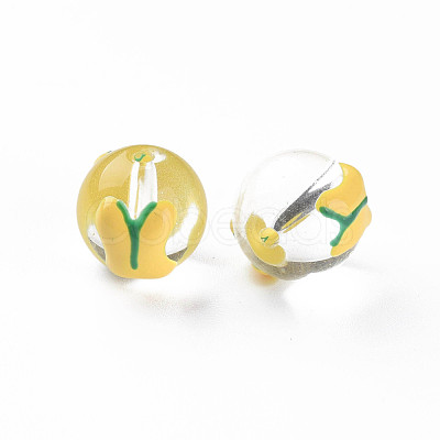 Transparent Glass Enamel Beads GLAA-N049-019-1