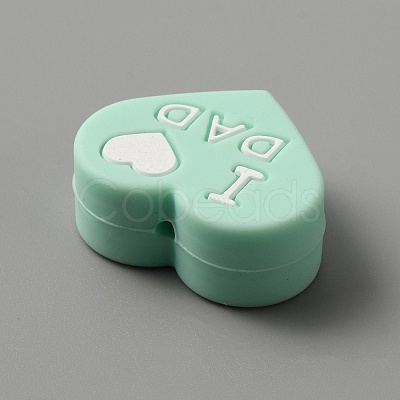 Heart with Word I Love Mom Silicone Beads SIL-WH0001-61C-1