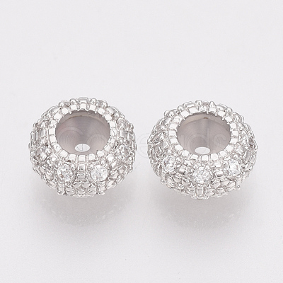 Brass Cubic Zirconia Beads KK-T025-03P-1