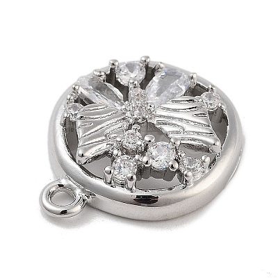 Brass Pave Clear Cubic Zirconia Pendants KK-Z061-19P-1