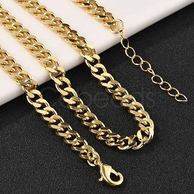 Brass Cuban Link Chain Necklacea for Women Men NJEW-F337-03G-02-1