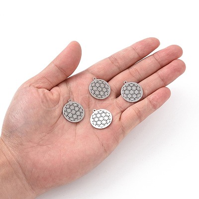 Non-Tarnish 201 Stainless Steel Sacred Geometric Pendants STAS-S105-JN899-1-1