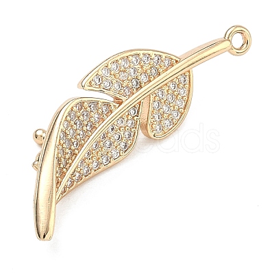Leaf Brass Micro Pave Cubic Zirconia Enhancer Shortener Bails KK-F934-07B-G-1