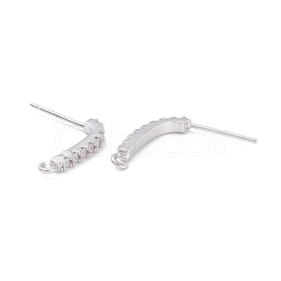 Rack Plating Brass Micro Pave Cubic Zirconia Stud Earring Findings ZIRC-F126-04P-1