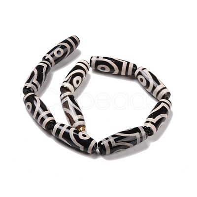 Natural Agate Tibetan Style 9-Eye dZi Beads Strands TDZI-K001-01U-1