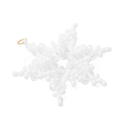 3Pcs 3 Colors Glass Seed Beaded Snowflake Pendants PALLOY-MZ00890-1
