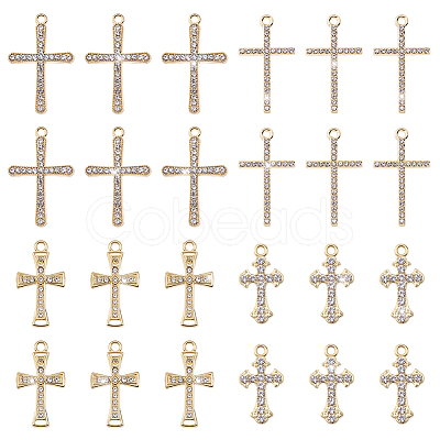 40Pcs 4 Styles Alloy Rhinestone Pendants FIND-ME0003-43-1