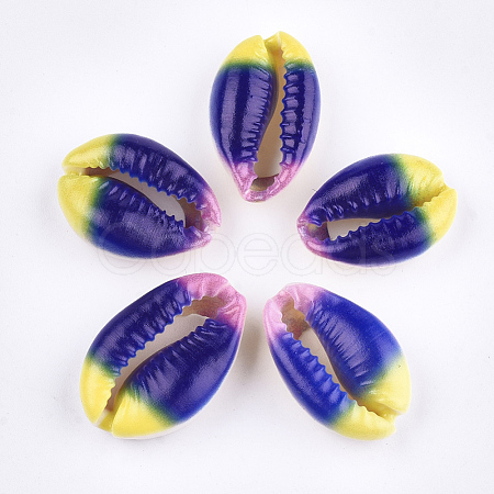 Printed Cowrie Shell Beads SSHEL-T007-14B-1