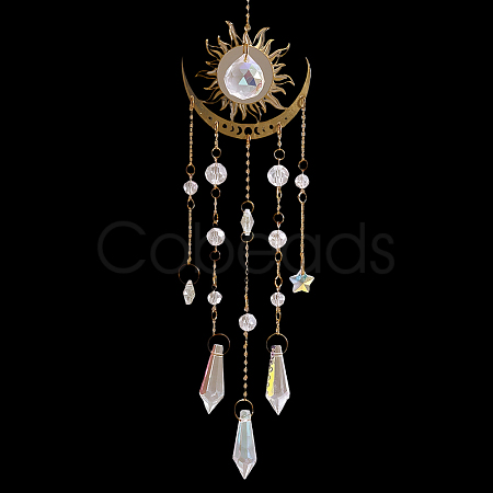1Pc Metal Moon Hanging Ornaments AJEW-CN0004-04B-1