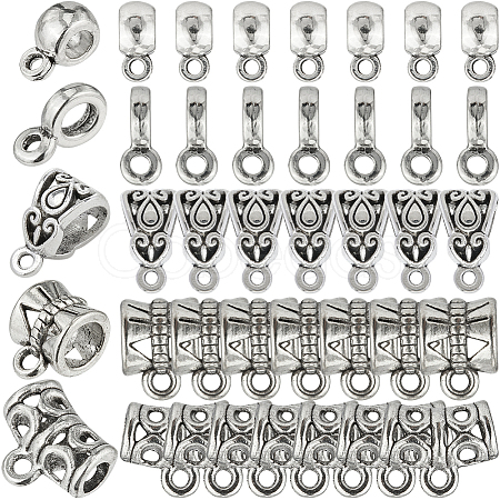 300Pcs 5 Styles Tibetan Style Alloy Tube Bails TIBE-SP0001-03AS-1