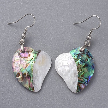 White Shell & Abalone Shell/Paua Shell Dangle Earrings EJEW-K081-03G-1
